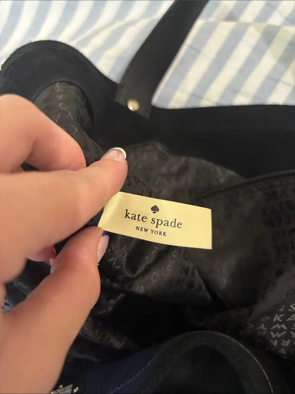 Kate Spade Black Stardust Willa suede hobo bag